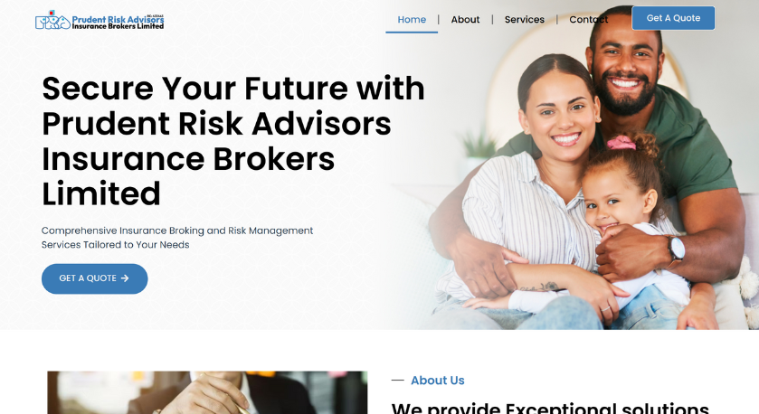 Prudent Risk Advisors website built by Winzy Studios — website designer in Nigeria